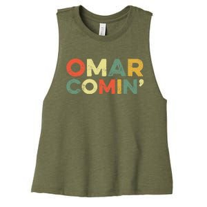 Omar Comin Wire Funny Meme Trending Popular Culture Slang Women's Racerback Cropped Tank