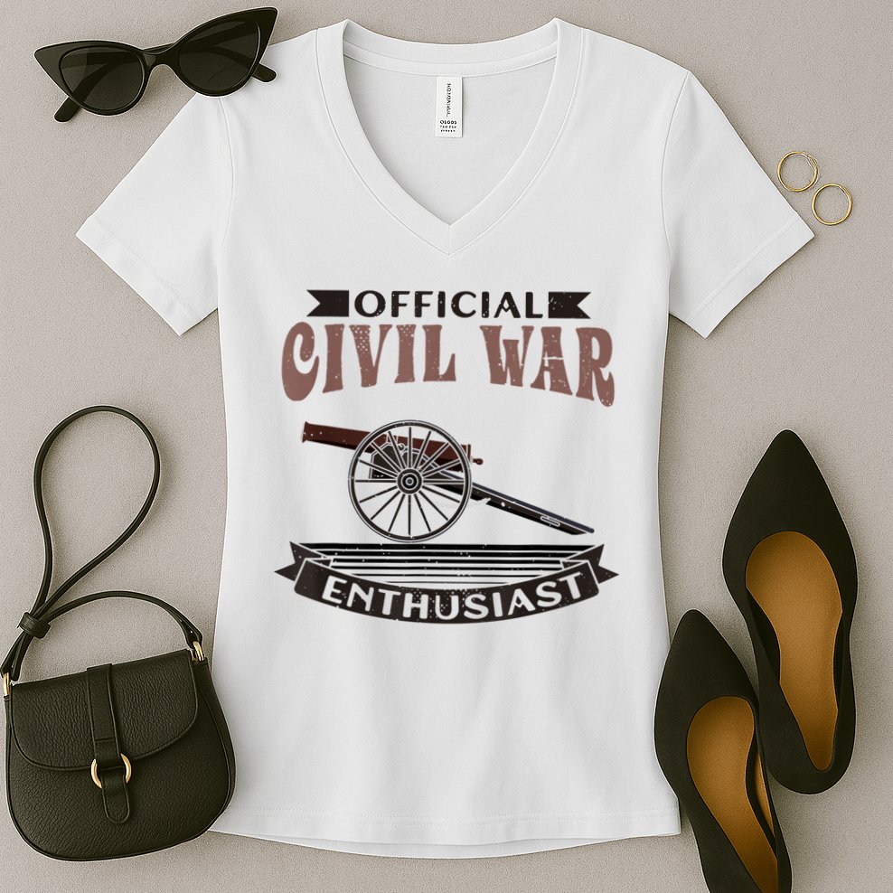 Official Civil War Enthusiast American Lover US Reenactor Women's V-Neck T-Shirt