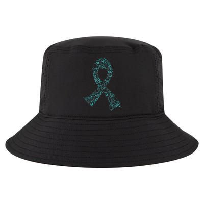 Ovarian Cancer Warrior Teal Ribbon Awareness Gift Cool Comfort Performance Bucket Hat