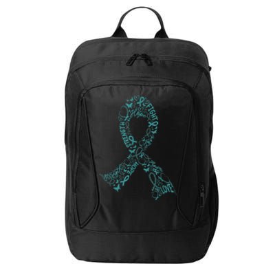 Ovarian Cancer Warrior Teal Ribbon Awareness Gift City Backpack