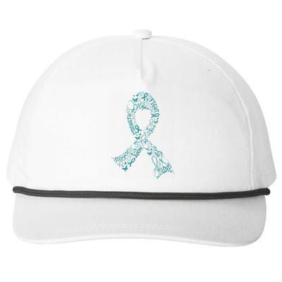 Ovarian Cancer Warrior Teal Ribbon Awareness Gift Snapback Five-Panel Rope Hat