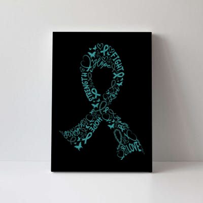 Ovarian Cancer Warrior Teal Ribbon Awareness Gift Canvas