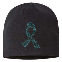 Ovarian Cancer Warrior Teal Ribbon Awareness Gift Sustainable Beanie