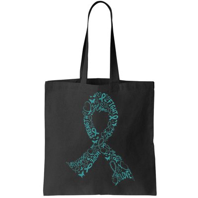 Ovarian Cancer Warrior Teal Ribbon Awareness Gift Bag