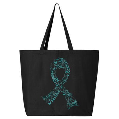 Ovarian Cancer Warrior Teal Ribbon Awareness Gift 25L Jumbo Tote