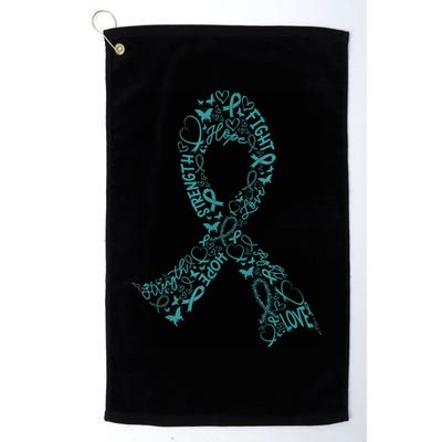 Ovarian Cancer Warrior Teal Ribbon Awareness Gift Golf Towel