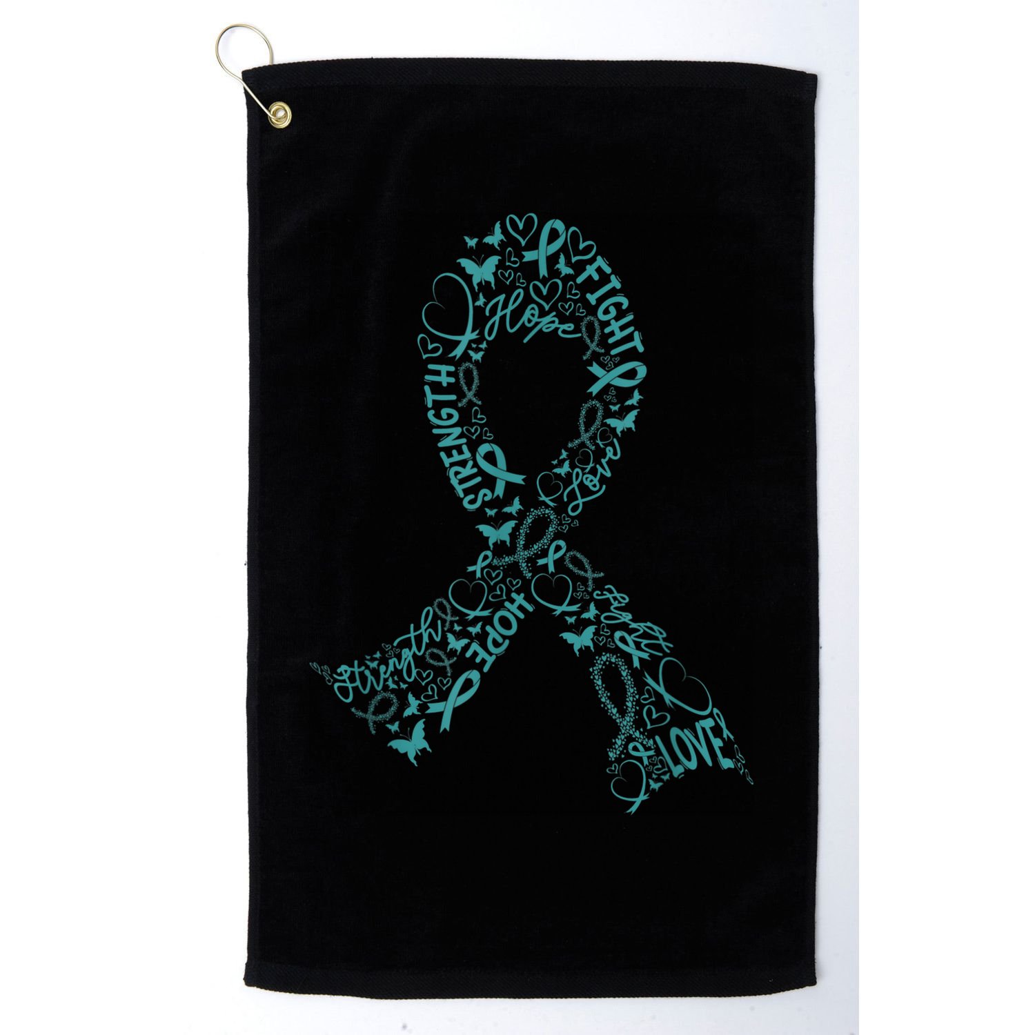 Ovarian Cancer Warrior Teal Ribbon Awareness Gift Golf Towel