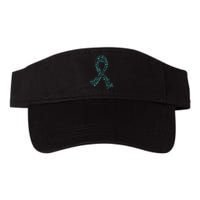 Ovarian Cancer Warrior Teal Ribbon Awareness Gift Valucap Bio-Washed Visor