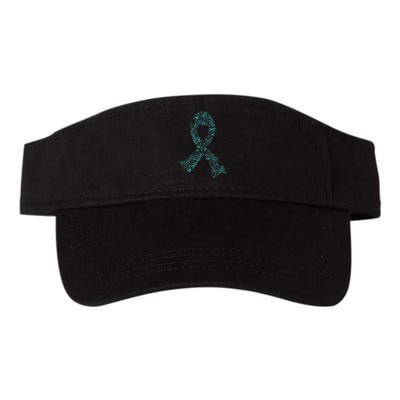 Ovarian Cancer Warrior Teal Ribbon Awareness Gift Valucap Bio-Washed Visor