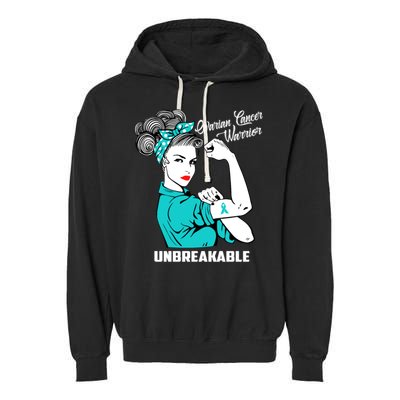 Ovarian Cancer Warrior Unbreakable Great Gift Garment-Dyed Fleece Hoodie