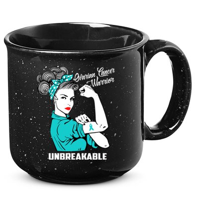 Ovarian Cancer Warrior Unbreakable Great Gift 15oz Campfire Ceramic Mug