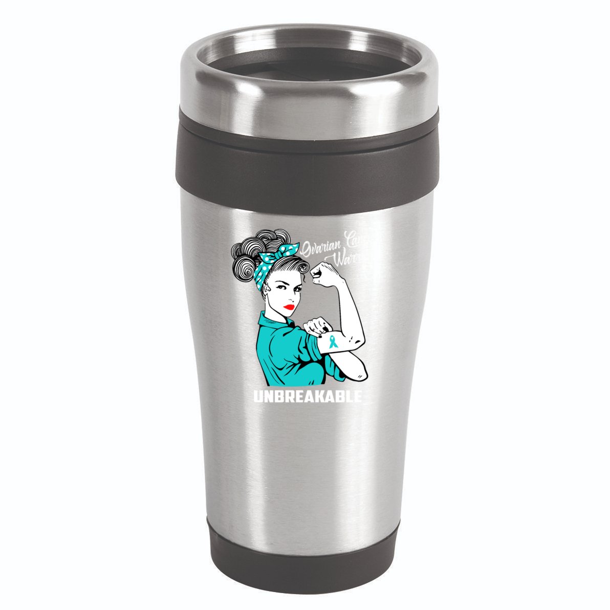 Ovarian Cancer Warrior Unbreakable Great Gift 16oz Travel Tumbler