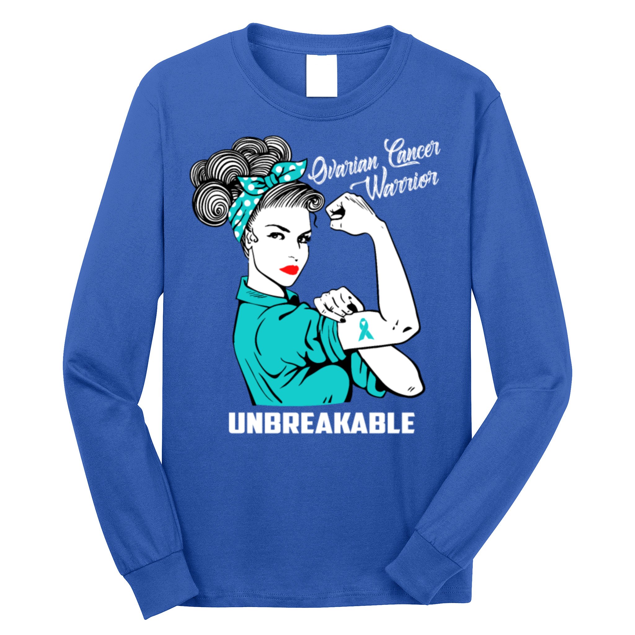 Ovarian Cancer Warrior Unbreakable Great Gift Long Sleeve Shirt