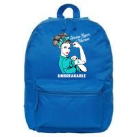 Ovarian Cancer Warrior Unbreakable Great Gift 16 in Basic Backpack