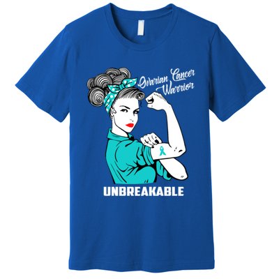 Ovarian Cancer Warrior Unbreakable Great Gift Premium T-Shirt