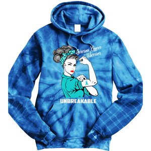 Ovarian Cancer Warrior Unbreakable Great Gift Tie Dye Hoodie