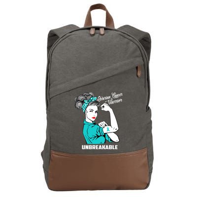 Ovarian Cancer Warrior Unbreakable Great Gift Cotton Canvas Backpack