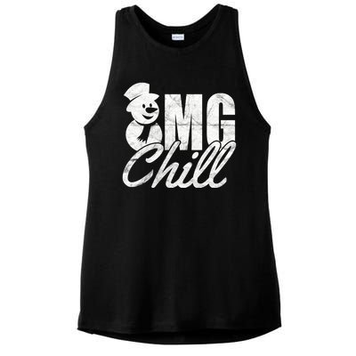 OMG Chill Winter Snowman Ladies PosiCharge Tri-Blend Wicking Tank