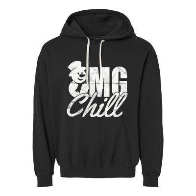 OMG Chill Winter Snowman Garment-Dyed Fleece Hoodie