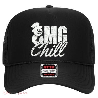 OMG Chill Winter Snowman High Crown Mesh Back Trucker Hat