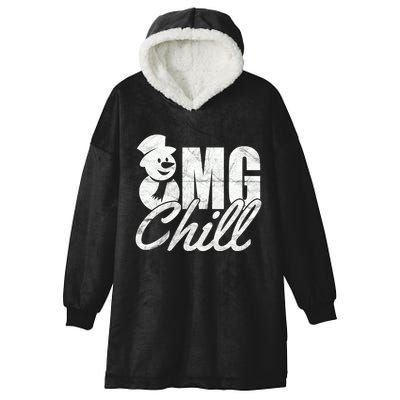 OMG Chill Winter Snowman Hooded Wearable Blanket