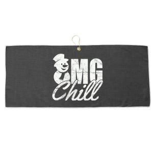 OMG Chill Winter Snowman Large Microfiber Waffle Golf Towel