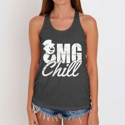 OMG Chill Winter Snowman Women's Knotted Racerback Tank