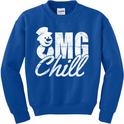 OMG Chill Winter Snowman Kids Sweatshirt