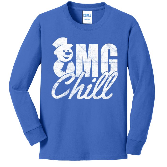 OMG Chill Winter Snowman Kids Long Sleeve Shirt