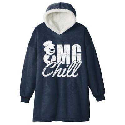 OMG Chill Winter Snowman Hooded Wearable Blanket