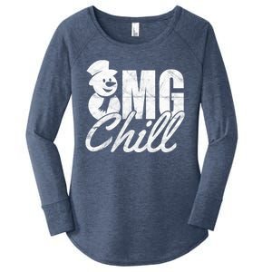 OMG Chill Winter Snowman Women's Perfect Tri Tunic Long Sleeve Shirt