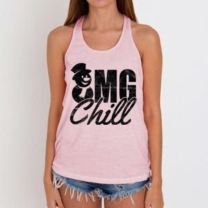 OMG Chill Winter Snowman Women's Knotted Racerback Tank