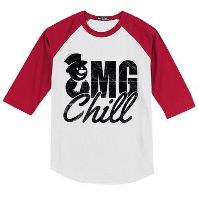 OMG Chill Winter Snowman Kids Colorblock Raglan Jersey