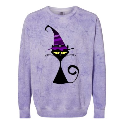 Original Cat With Wizard Hat Halloween Costume Gift Colorblast Crewneck Sweatshirt