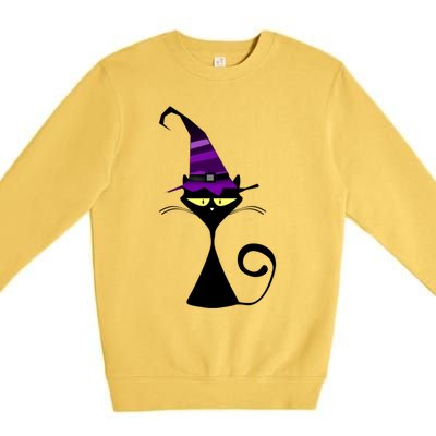 Original Cat With Wizard Hat Halloween Costume Gift Premium Crewneck Sweatshirt