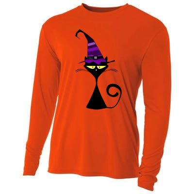 Original Cat With Wizard Hat Halloween Costume Gift Cooling Performance Long Sleeve Crew