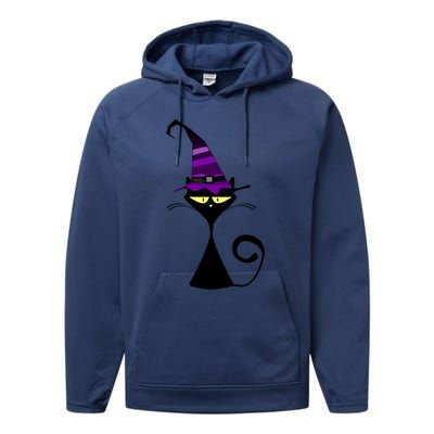 Original Cat With Wizard Hat Halloween Costume Gift Performance Fleece Hoodie