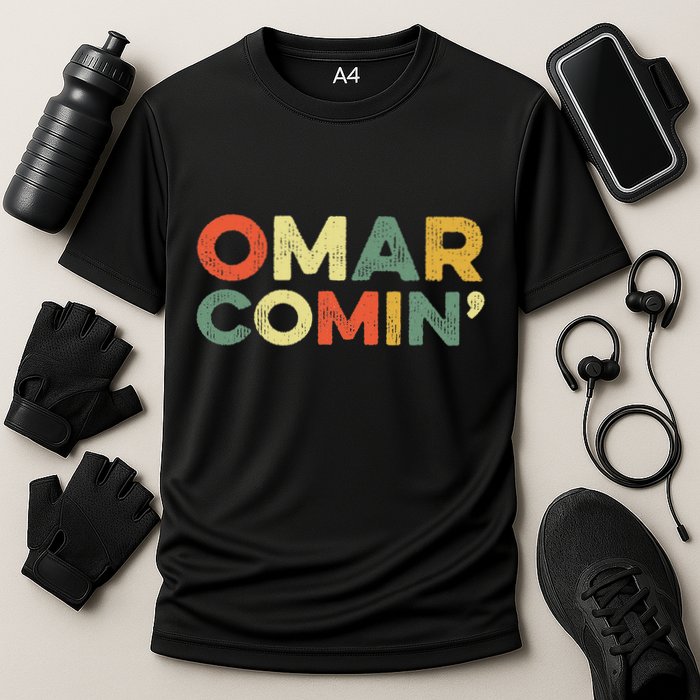 Omar Comin Wire Funny Meme Trending Popular Culture Slang Cooling Performance Crew T-Shirt