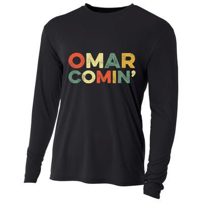 Omar Comin Wire Funny Meme Trending Popular Culture Slang Cooling Performance Long Sleeve Crew