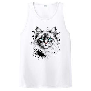 Ornate Cat With Turquoise Eyes And Paint Splash Gift PosiCharge Competitor Tank