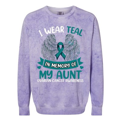 Ovarian Cancer Wings I Wear Teal In Memory Of My Aunt Colorblast Crewneck Sweatshirt