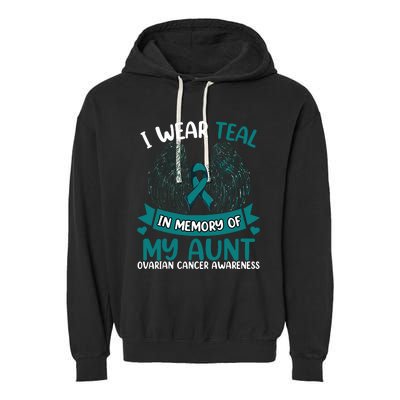 Ovarian Cancer Wings I Wear Teal In Memory Of My Aunt Garment-Dyed Fleece Hoodie