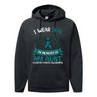 Ovarian Cancer Wings I Wear Teal In Memory Of My Aunt Performance Fleece Hoodie