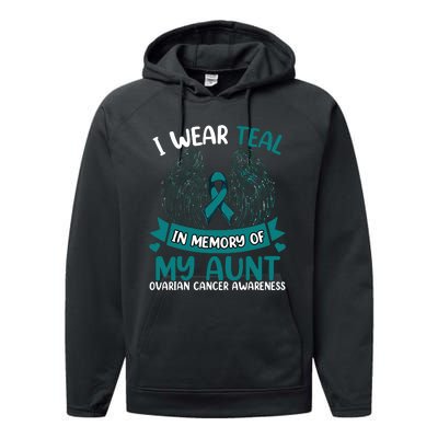 Ovarian Cancer Wings I Wear Teal In Memory Of My Aunt Performance Fleece Hoodie