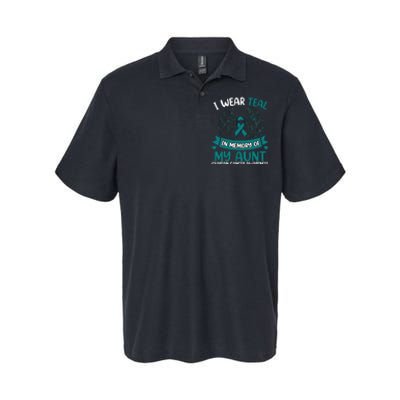 Ovarian Cancer Wings I Wear Teal In Memory Of My Aunt Softstyle Adult Sport Polo