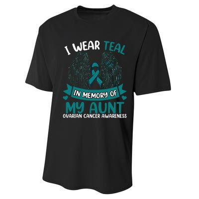 Ovarian Cancer Wings I Wear Teal In Memory Of My Aunt Performance Sprint T-Shirt