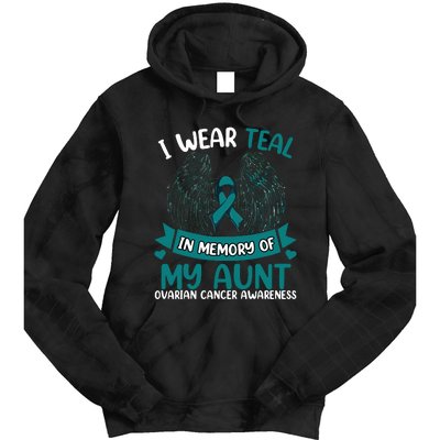 Ovarian Cancer Wings I Wear Teal In Memory Of My Aunt Tie Dye Hoodie