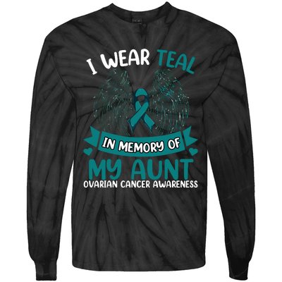 Ovarian Cancer Wings I Wear Teal In Memory Of My Aunt Tie-Dye Long Sleeve Shirt