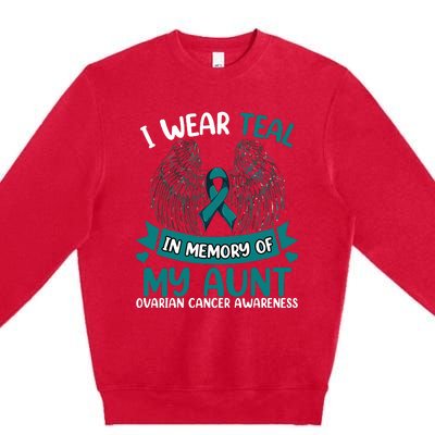 Ovarian Cancer Wings I Wear Teal In Memory Of My Aunt Premium Crewneck Sweatshirt