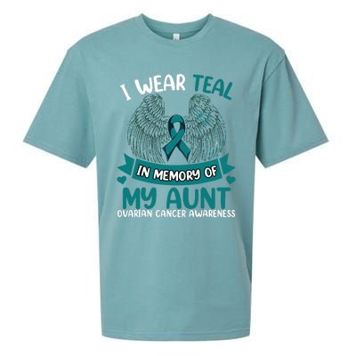 Ovarian Cancer Wings I Wear Teal In Memory Of My Aunt Sueded Cloud Jersey T-Shirt